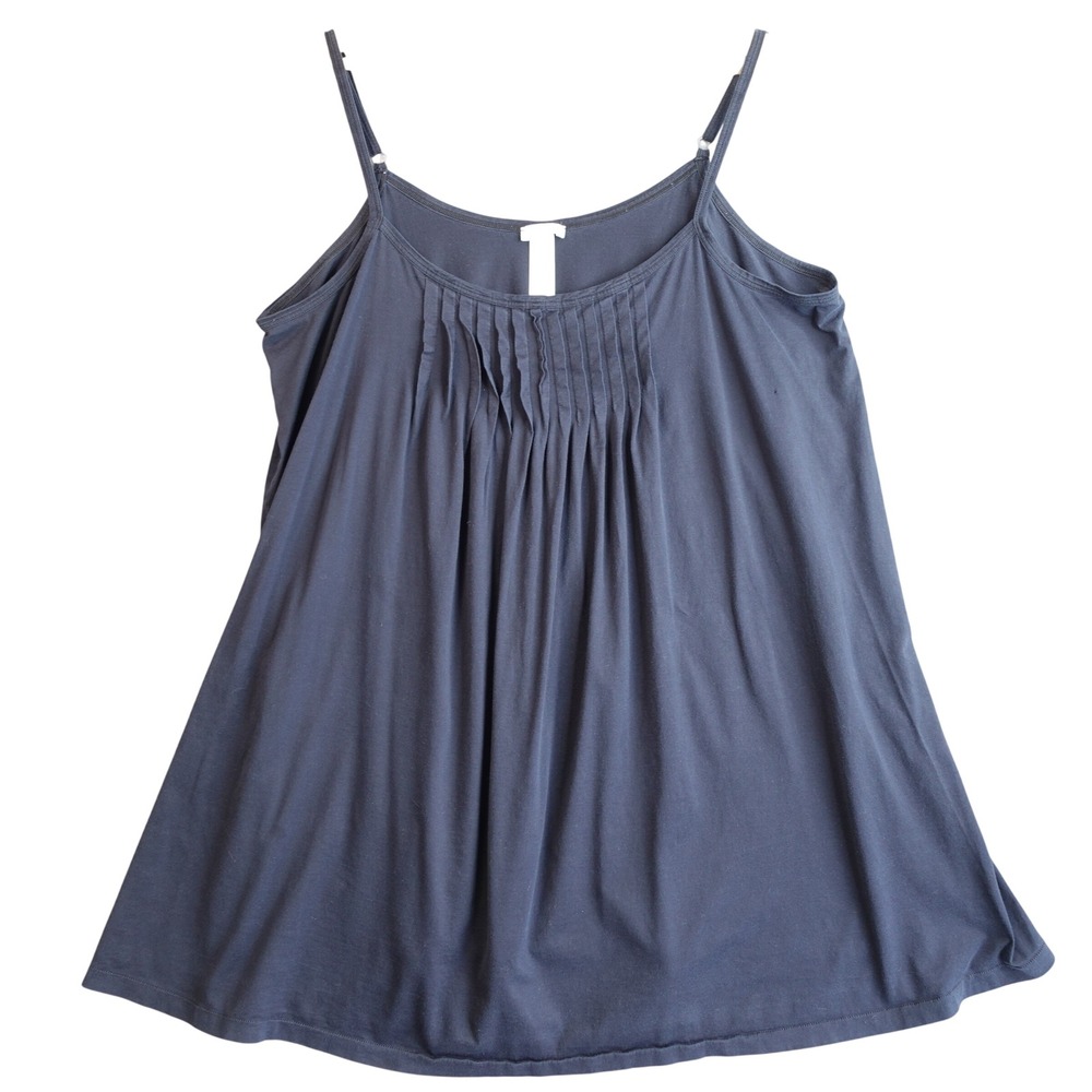 Hanro Juliet Nightgown Womens L Black Mercerized Cotton Camisole Pleated Mini PJ